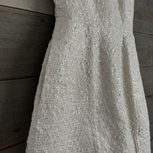 NWT Alice + Olivia $485 Silk Linen Blend Glittery V-Neck Party Dress - Picture 8 of 12